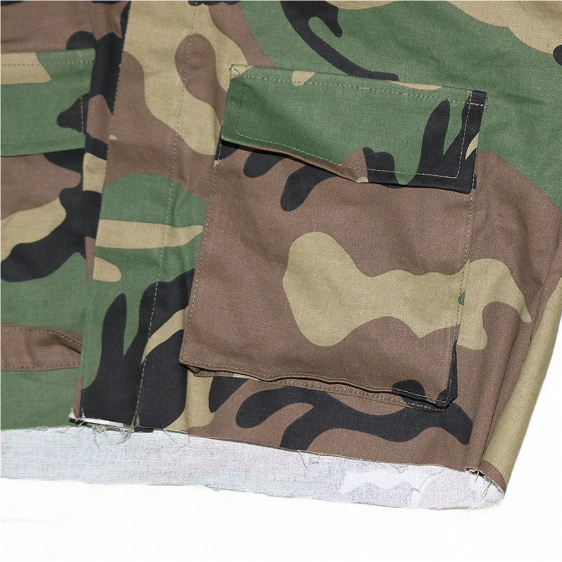 Camouflage Print Lapel Neck Short Coats SH 390421