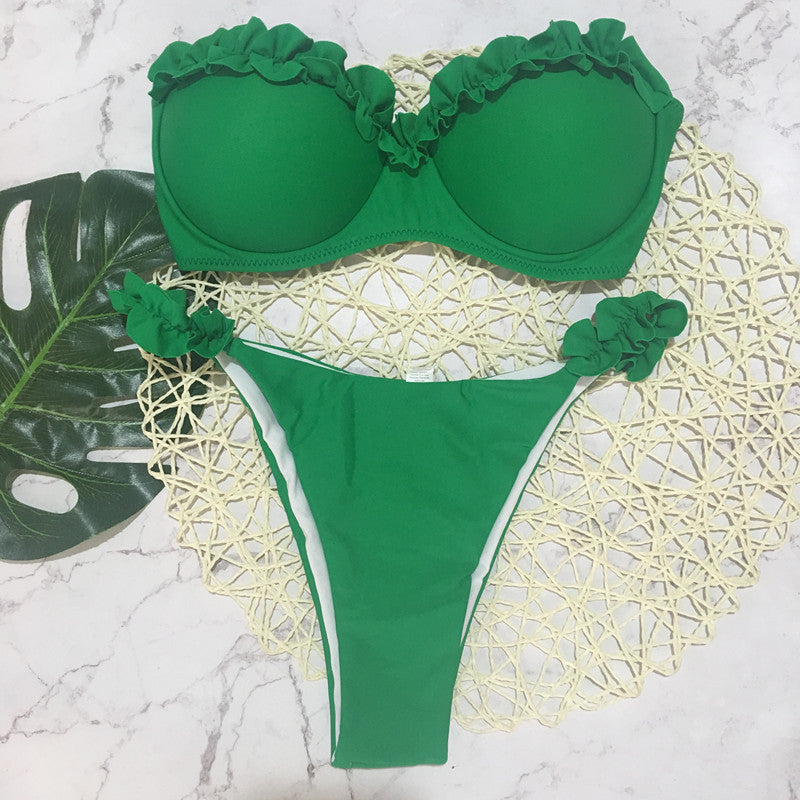 Sexy Pleated Bandeau Bikini Two Piece Sets CASF 8753