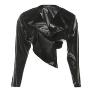PU Leather Solid Color Irregular Coat XEF K25C77277