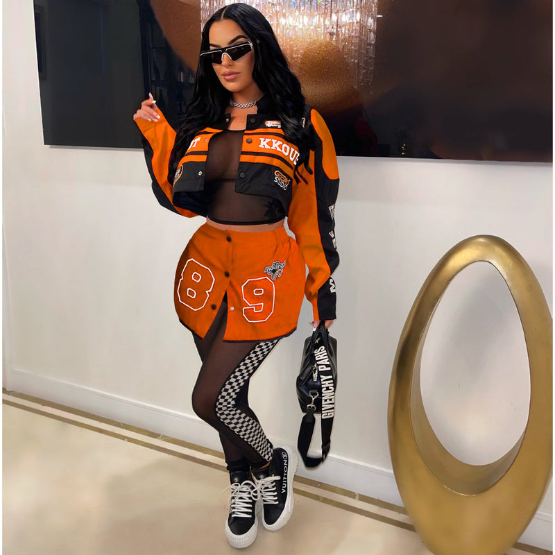Printed Removable Two Wear Baseball Jacket MDF 5382