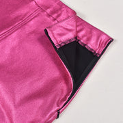 Patchwork Split PU Leather Half body Skirt GNZD 7662SG