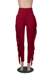 High Waist Print Tassel Solid Color Pants GFMA 034