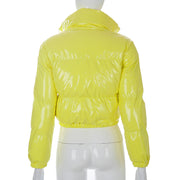Solid PU Leather Stand up Collar Cotton Jacket GSZM A20666T