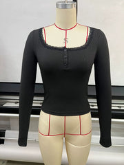 V Neck Solid Color Tops GYWO 55040