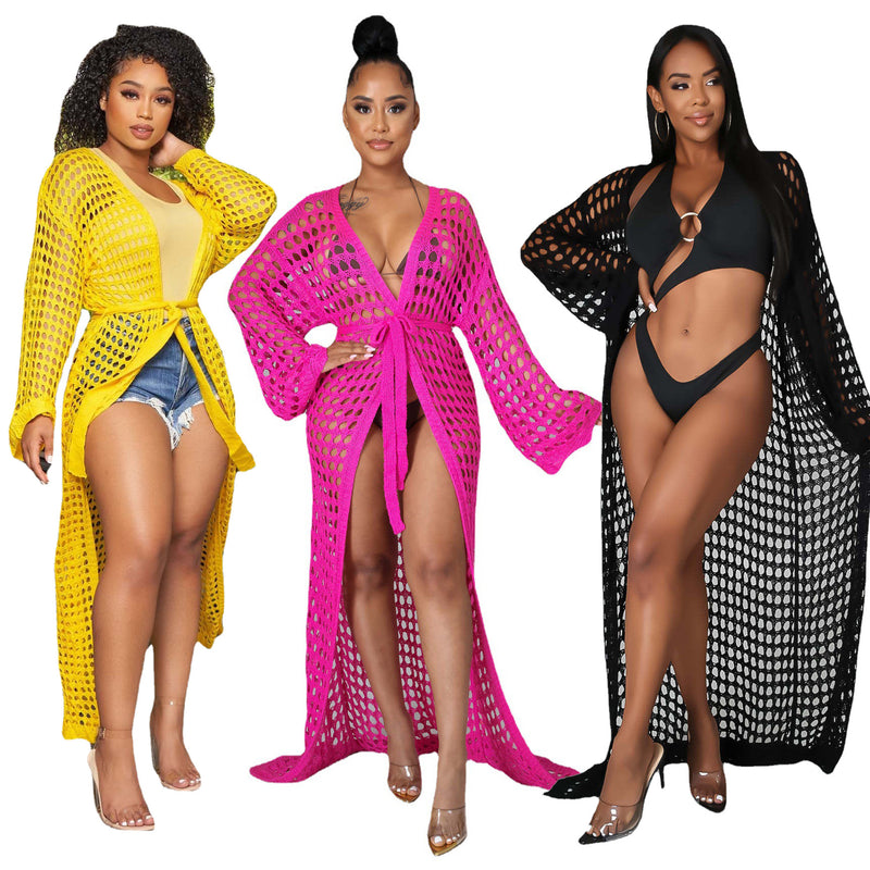 Sexy Hollow Out Long Sleevel Beach Cloak Coat OSM 4366