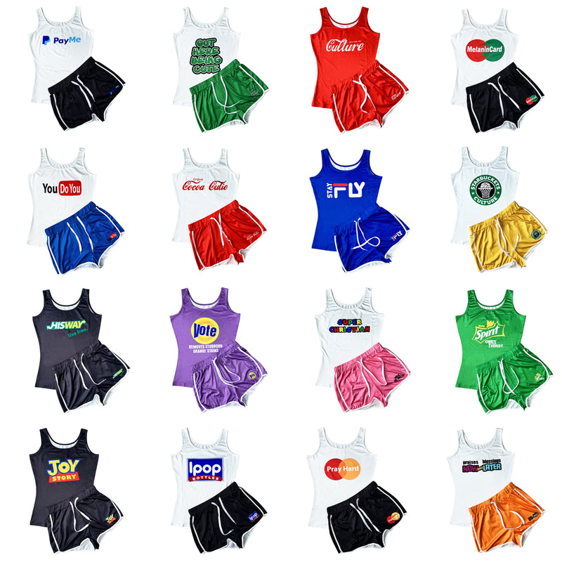 Casual Sports Print Tank Top And Shorts Two Piece Set SHD 9415