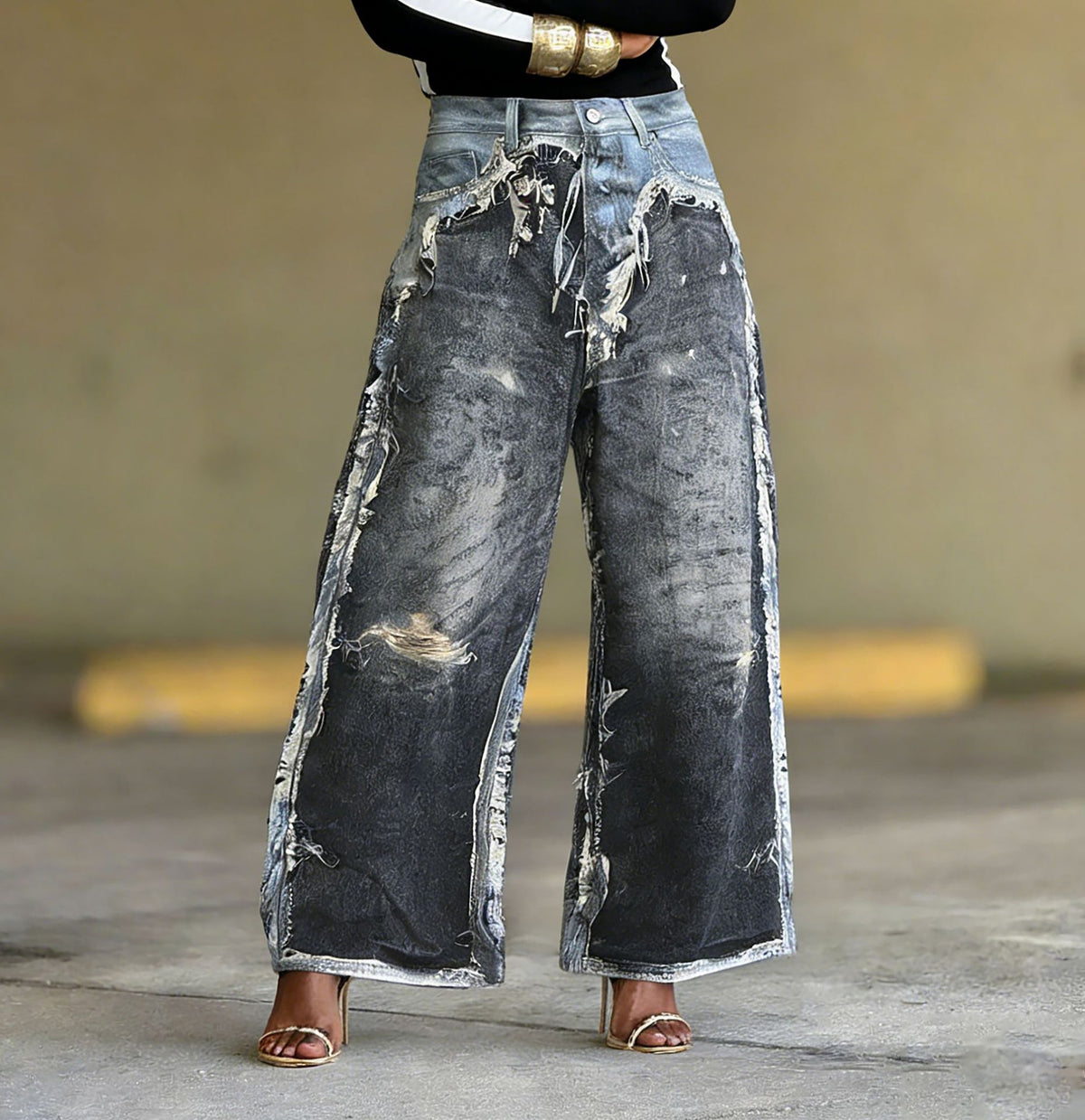 Plus Size Fashion Patchwork Loose Jeans GYLN 1173