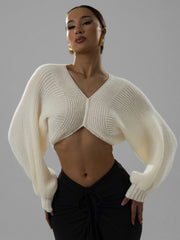 Long Sleeve V Neck Knits Sweater GQNF Y00255CM