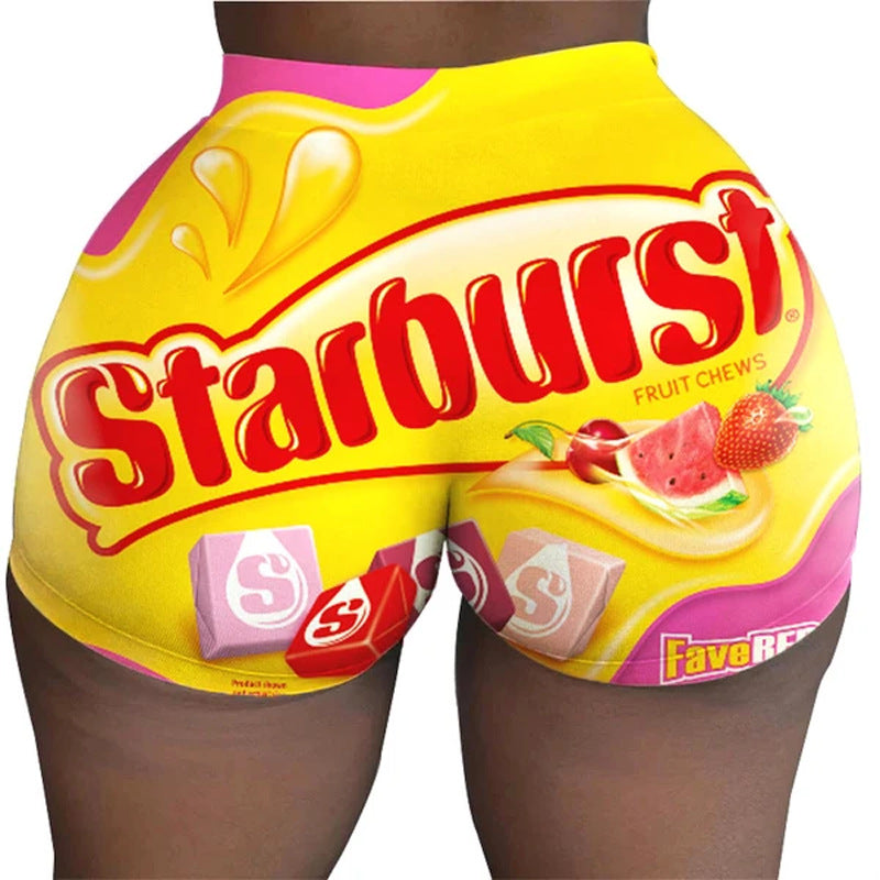 Plus Size Sexy Printed Yoga Bodycon Shorts SHD 9300