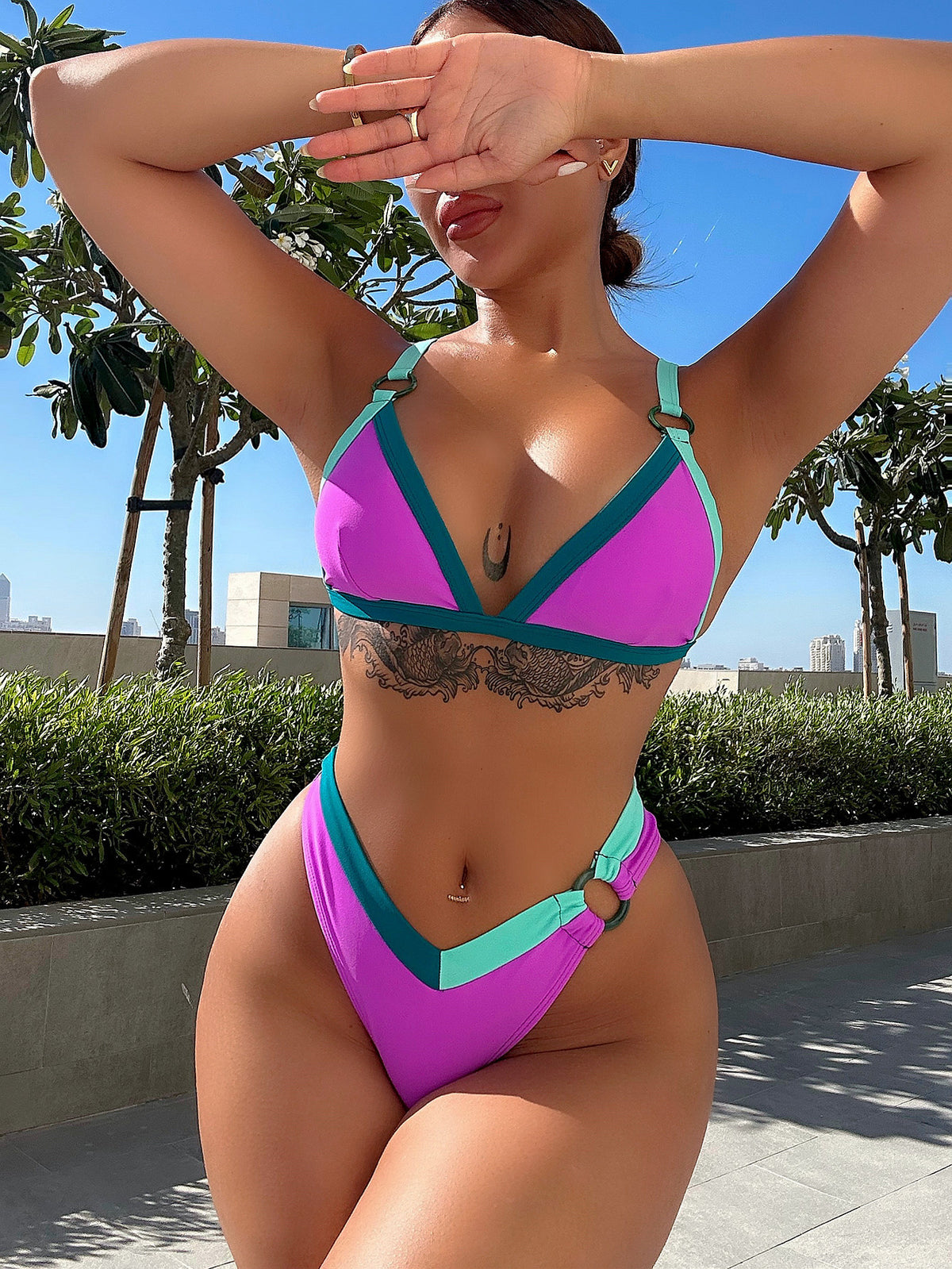 Sexy Color Block Two Piece Bikinis CSYZ A17H