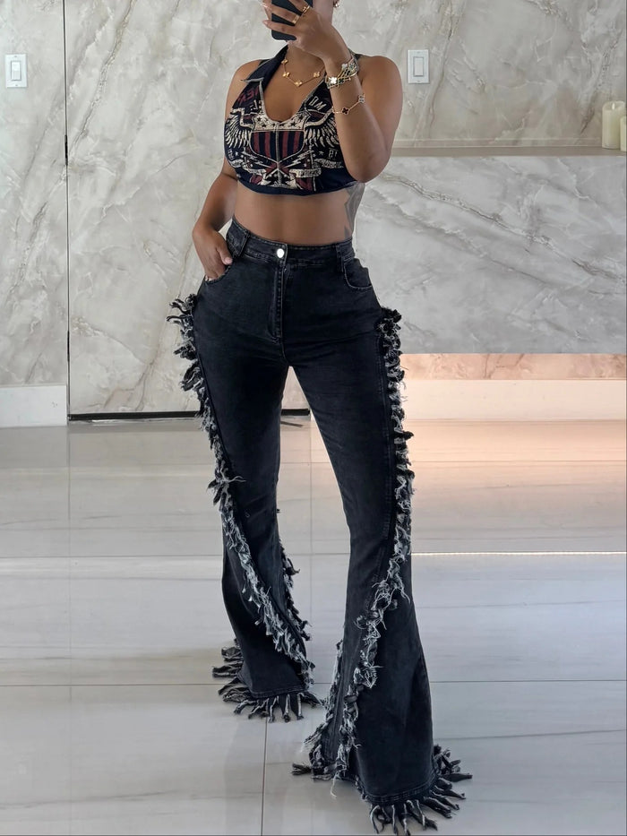 Fashion Tassel Flare Jeans GXHF M80923