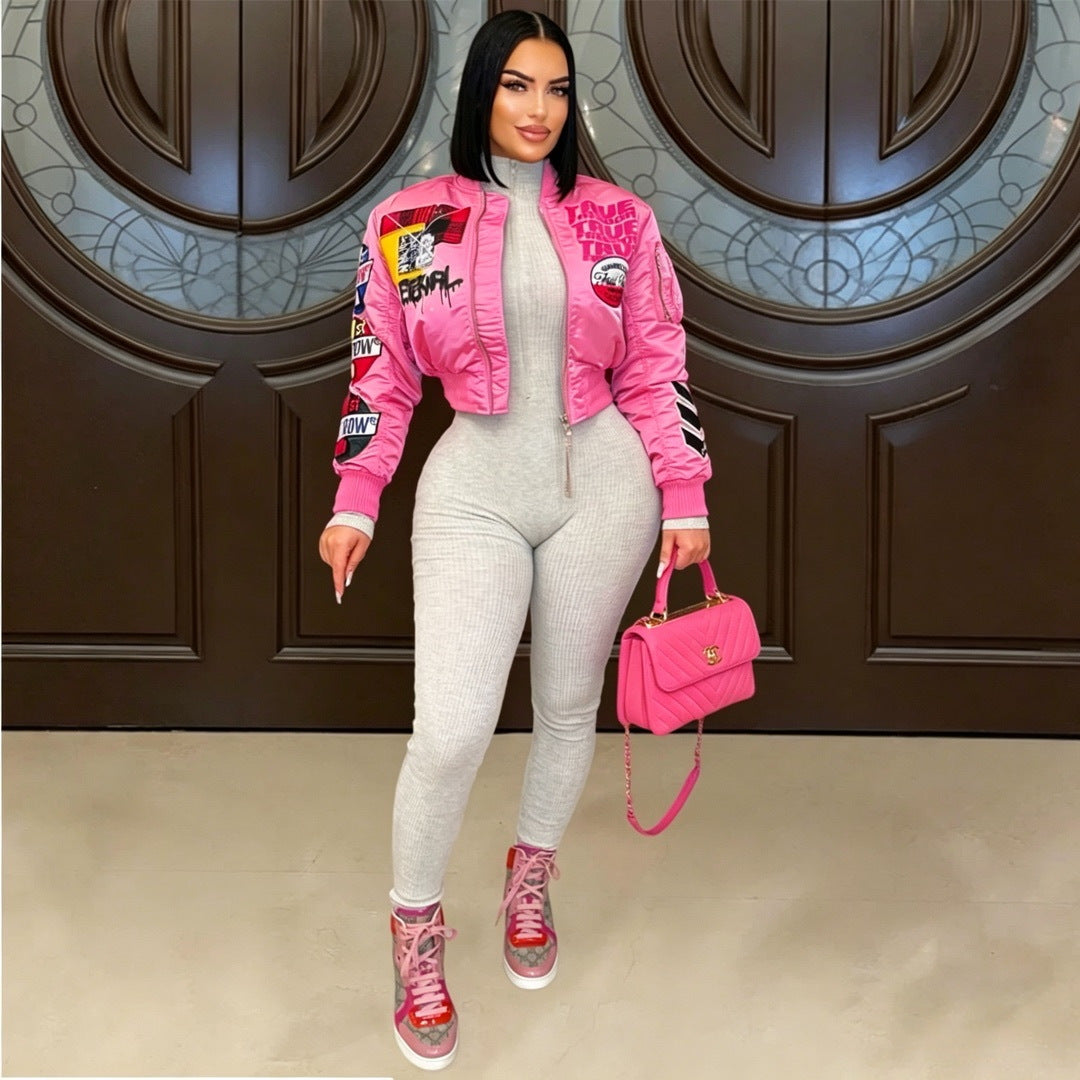 VIP1 Letter Print Long Sleeve Jackets YNSF 8037