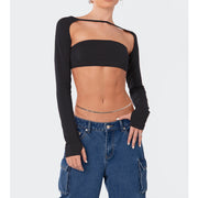 Solid Backless Tube Tos Bandage Two Piece Tops ASL 6680