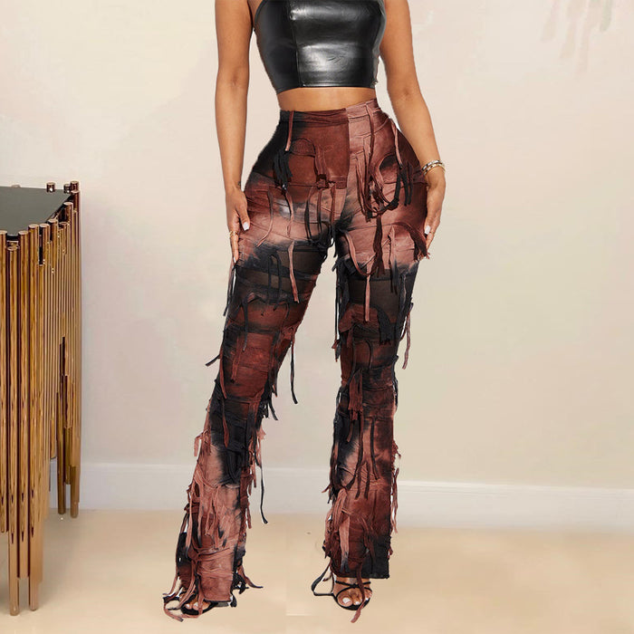 Tie Dye Print Tassel Casual Pants GFRT 7801PG