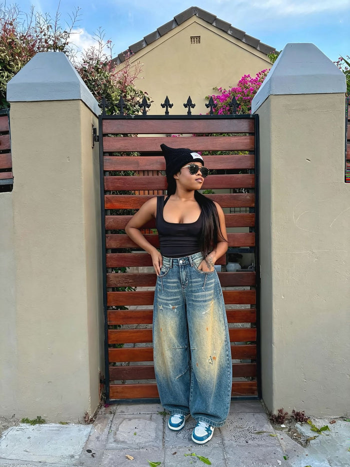 Plus Size Gradient Colored Washed Jeans GYLN 9048