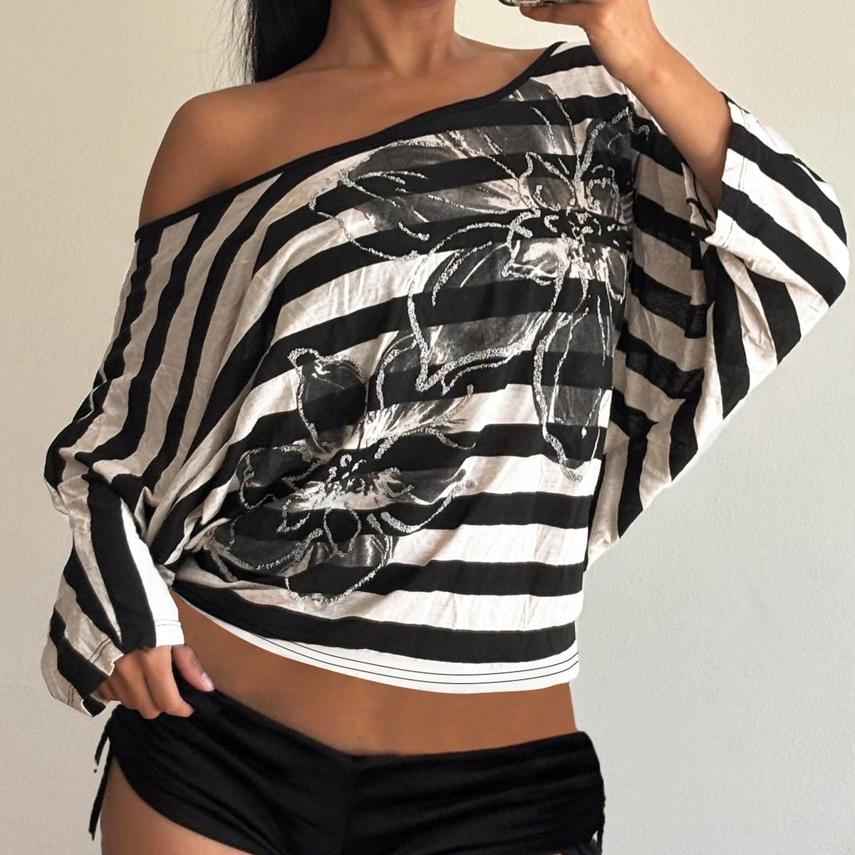 Stripe Loose Letter Print T Shirts GPKJ MR41661