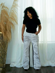 Plus Size Washed Patchwork Straight Jeans GYLN 0365