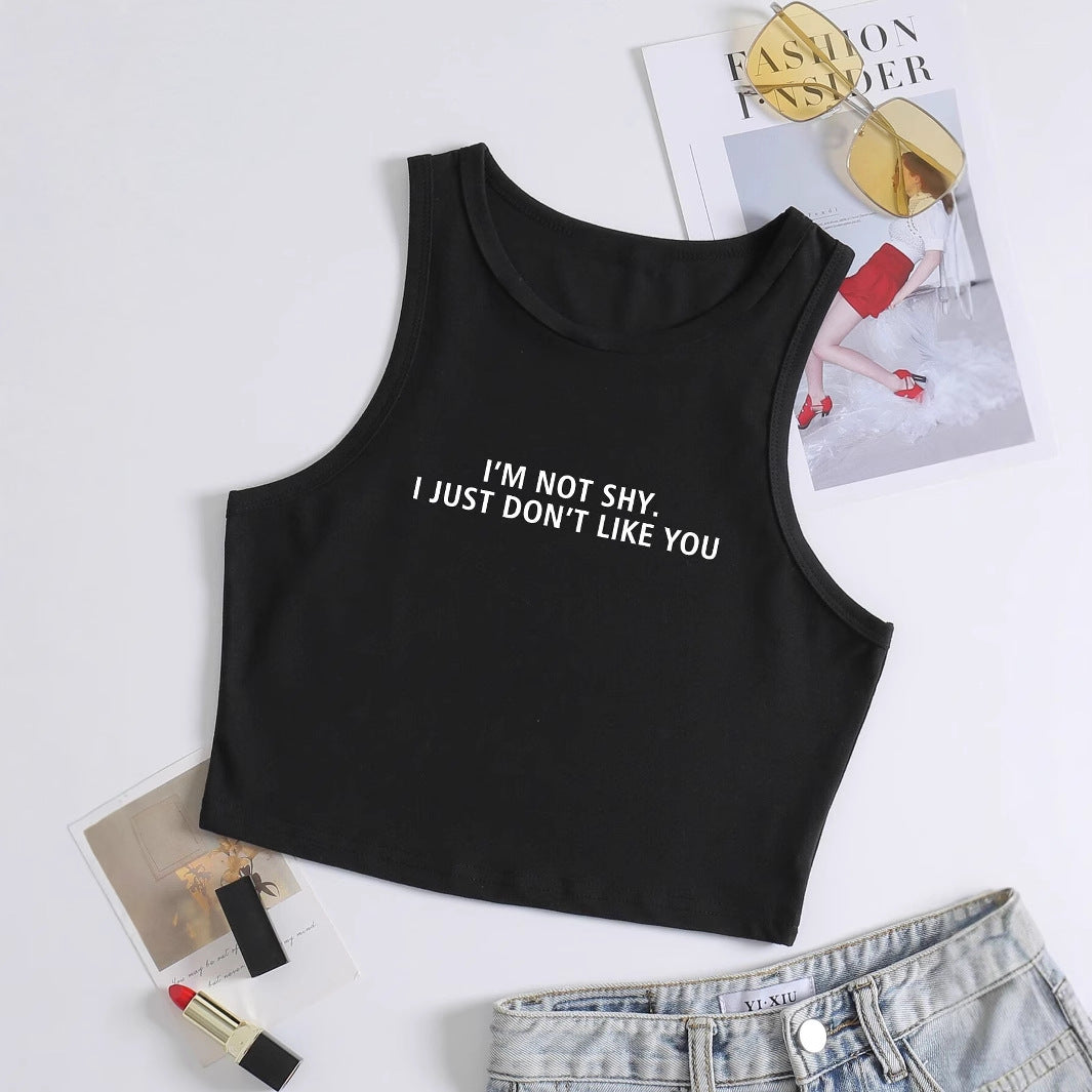Letter Print Sleeveless Tank Tops GYIQ ZB114416A