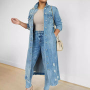 Fashion Holes Long Sleeve Denim Coat GKNF TSC 2328