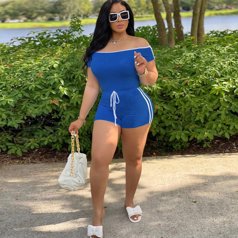 Solid Color One Neck Two Piece Shorts Set CYA 901193