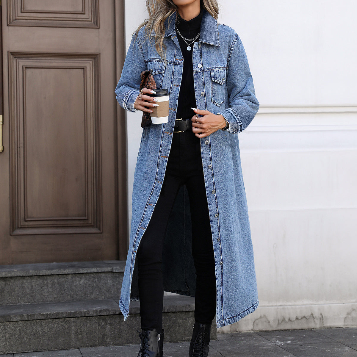 Long Sleeve Loose Denim Long Coats GYXN 20807