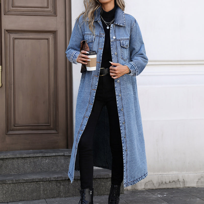 Long Sleeve Loose Denim Long Coats GYXN 20807