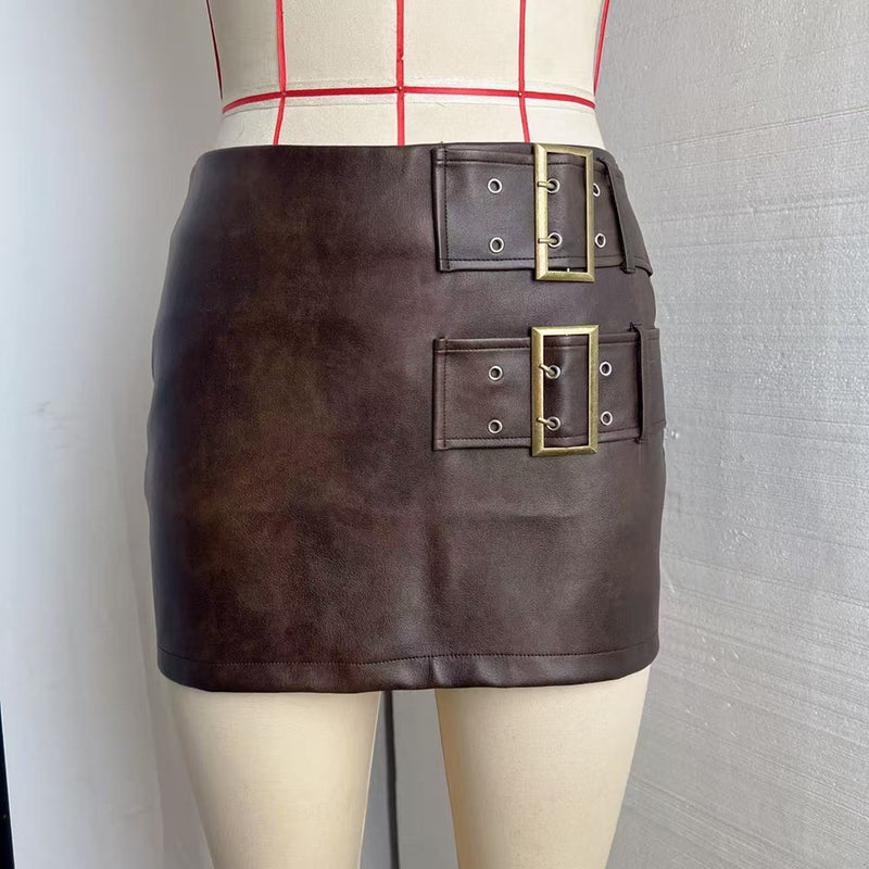 Retro PU Leather Mini Skirt GPBY 8139