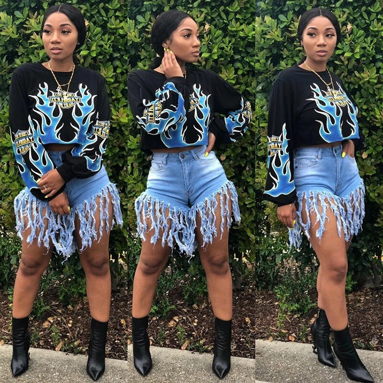 Casual Printed Long Sleeve O Neck Sweatshirt Top GLF 10046