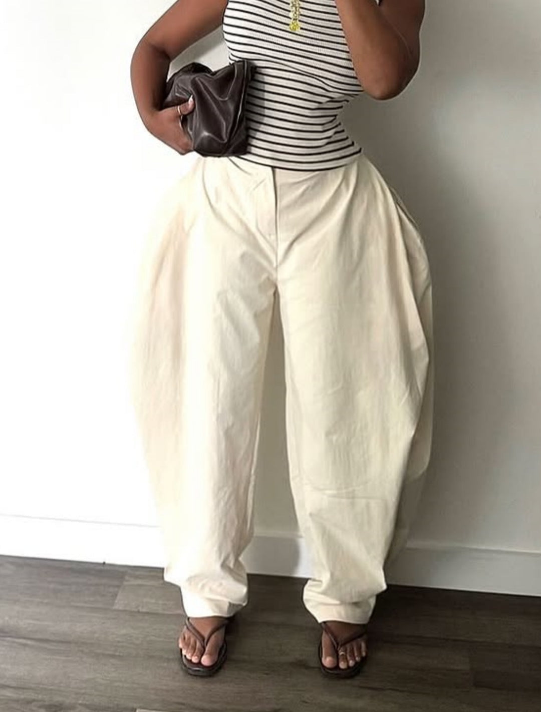 Solid Color Pleated Loose Lantern Pants LSD 2961