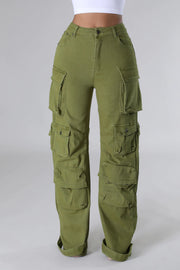 Plus Size Solid Color Multicolor Pockets Pants GHXF HX0359