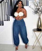 Fashion Zipper Drawstring Wide Leg Jeans GAKF 50403