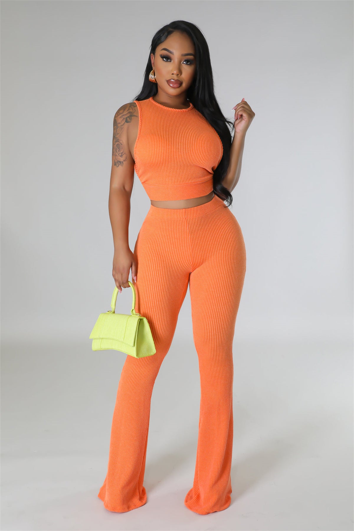Solid Color Sleeveless Two Piece Pants Set FENF 5001