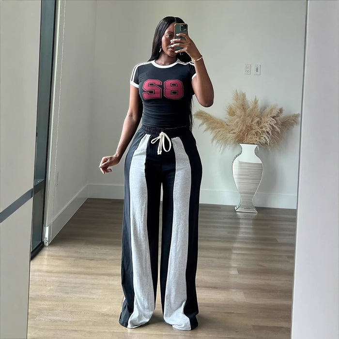Color Block Patchwork Loose Straight Pants LSD 2490