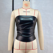 Fashion Solid PU Leather Wrap Chest Tops GPBY 16779