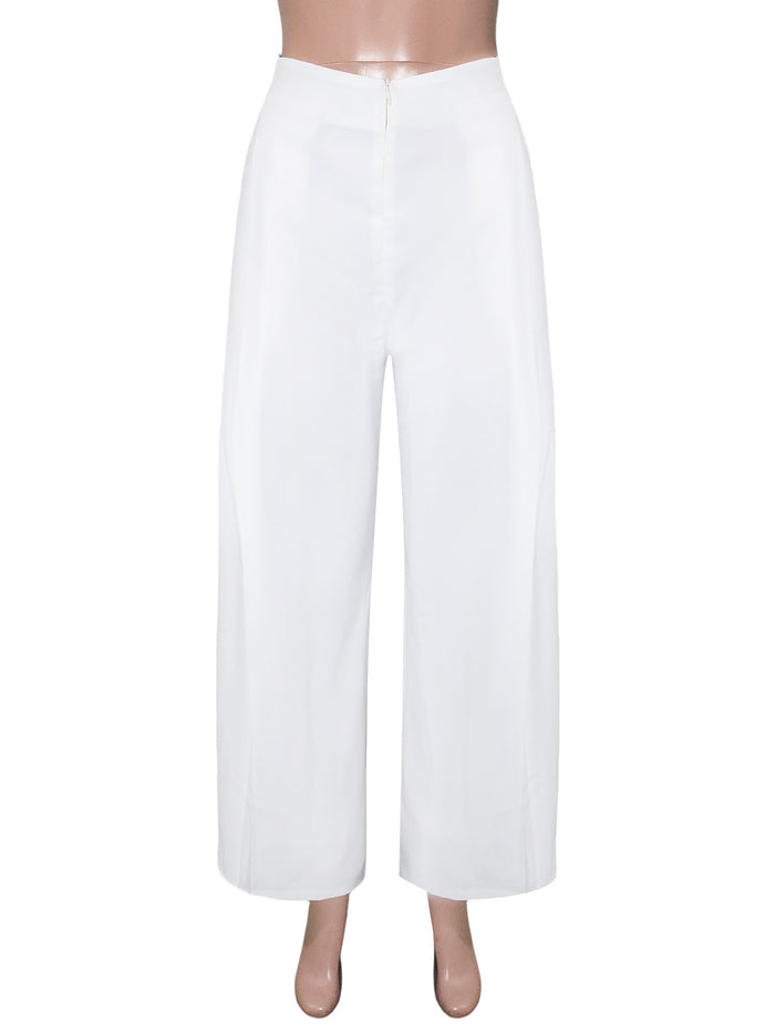 Press Pleated Solid Color Loose Trousers SH 391659
