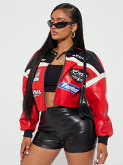Letter Print Long Sleeve Jackets Coats YWXS K25L1586