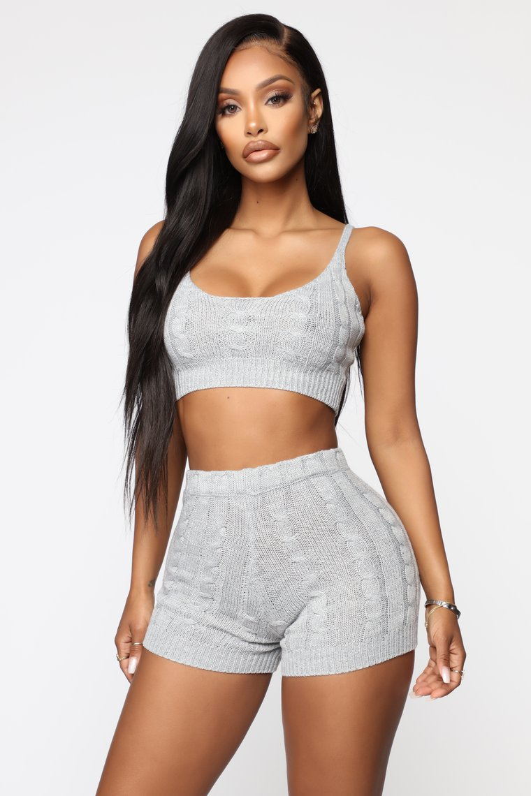 Sexy Knitted Cami Top And Shprts Two Piece Sets LSD 9802