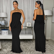 Solid Color Ruched Tube Top Dress BY 7797