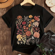 Colorful Floral Print Loose Short Sleeve T shirt GYIQ ZB113856C