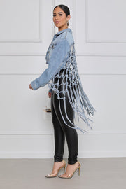Fashion Lapel Woven Denim Jacket GKNF TSC 958