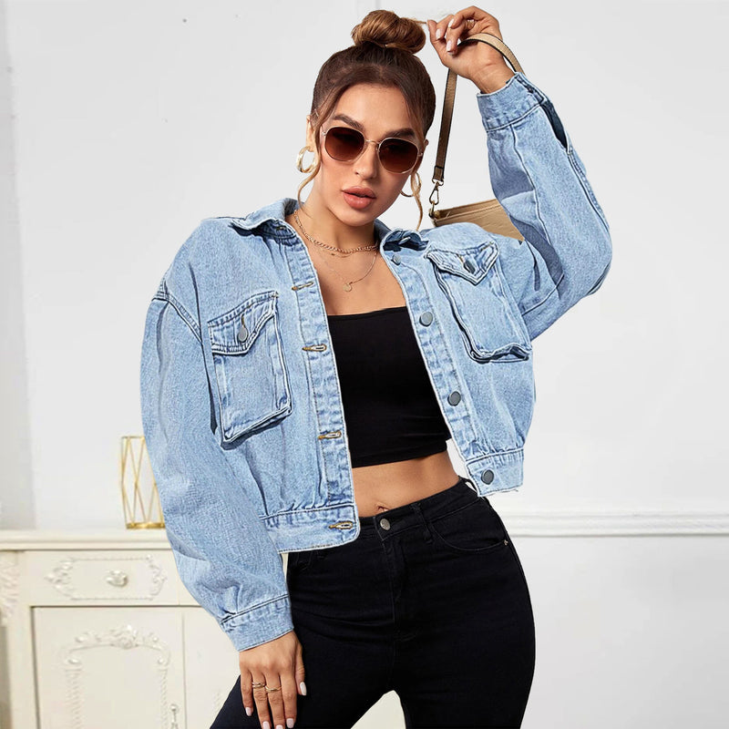 Solid Color Lapel Denim Coat GZHY ZT60421