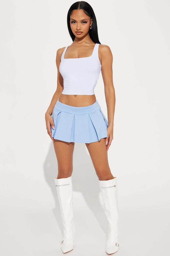 Solid Lined A line Pleated Half body Skirt ANDF 2417