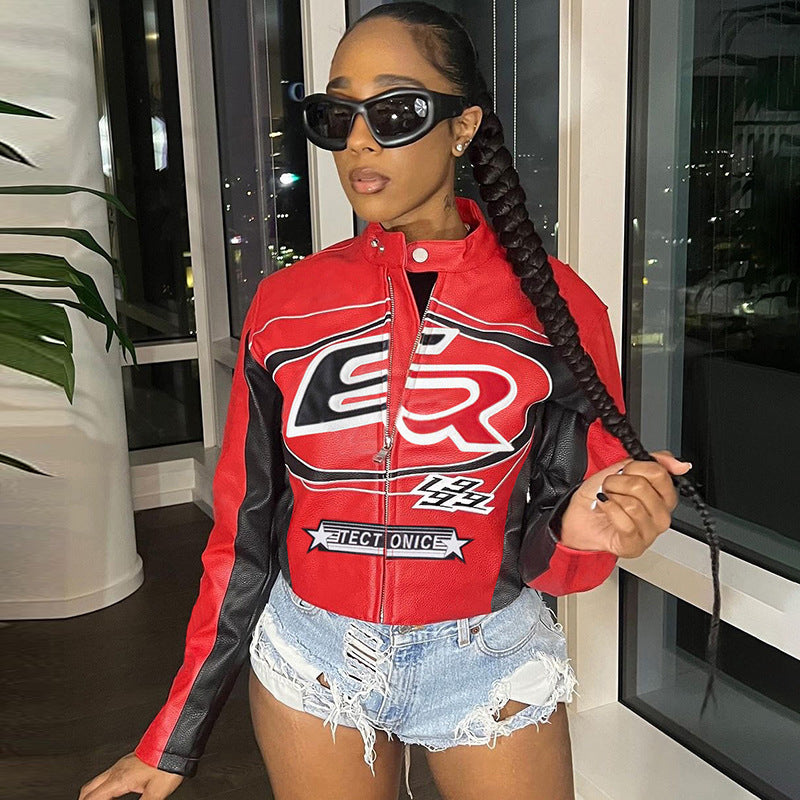 Contrast Color Embroidered Short Fashion Jacket XEF K24C56529
