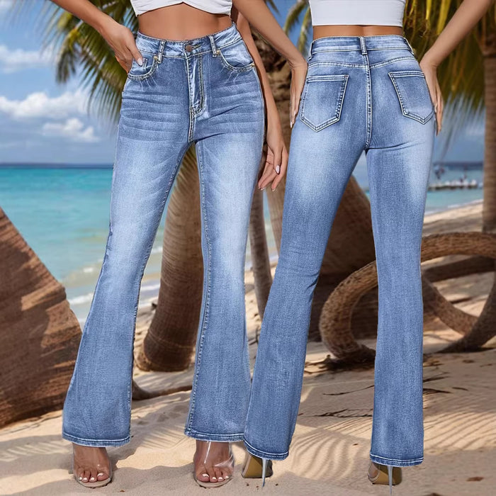 Fashion Waist High Waist Micro Flare Jeans GXJF 23105