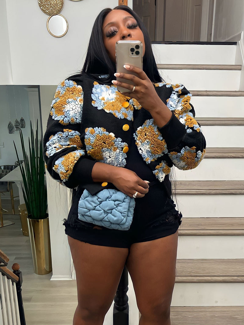 Floral Single breasted Short Coat ZSD 0562