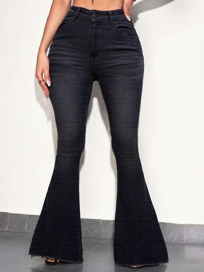 Fashion Solid Color Micro Flare Jeans GXJF 248007