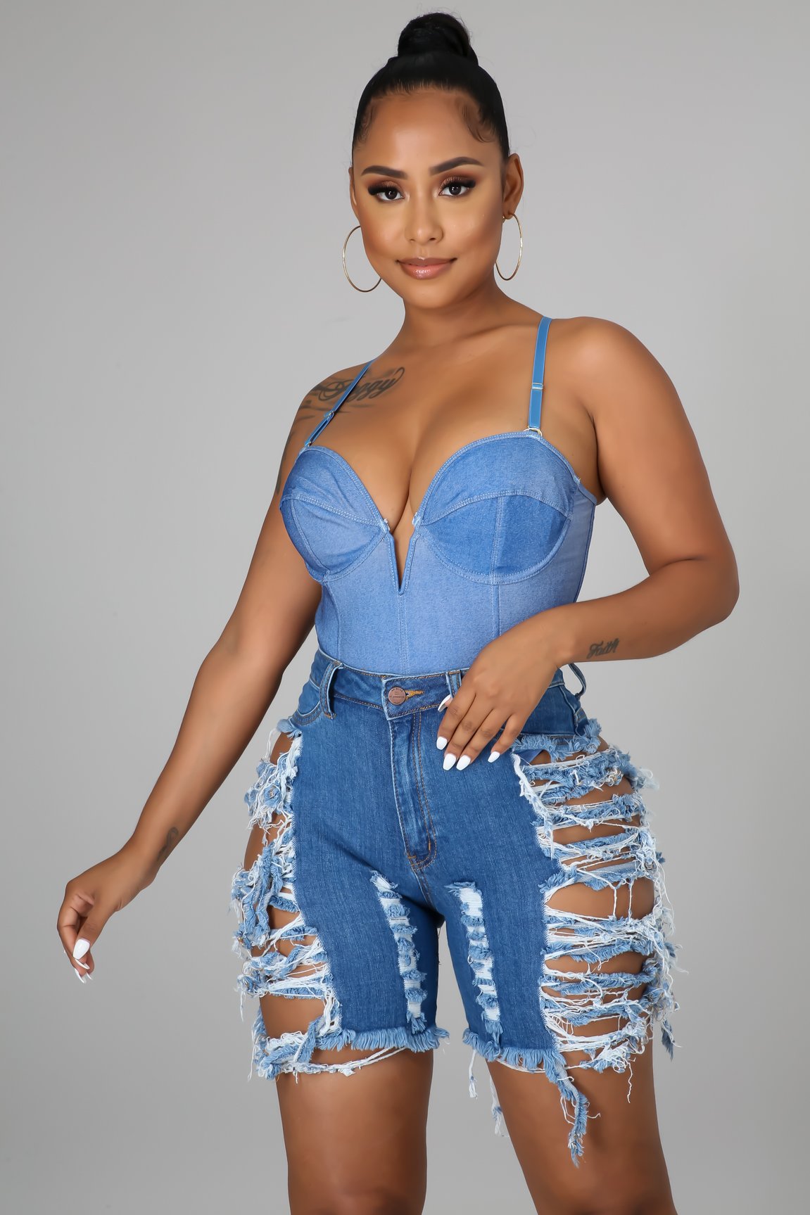 Casual Denim Ripped Hole Jeans Shorts LA 3283