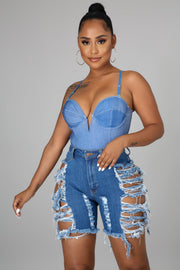 Casual Denim Ripped Hole Jeans Shorts LA 3283