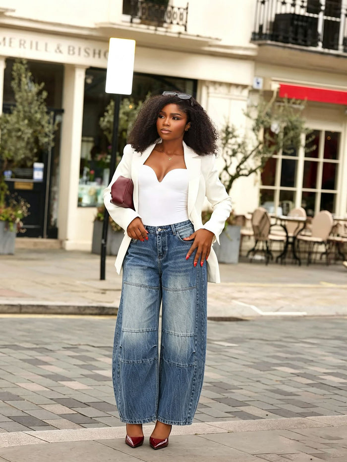 Plus Size Patchwork Wide Leg Jeans GYLN 0704