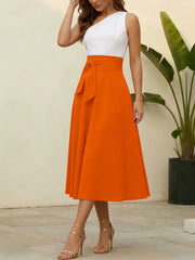 Solid Color Casual Long Skirt QYMF 5072